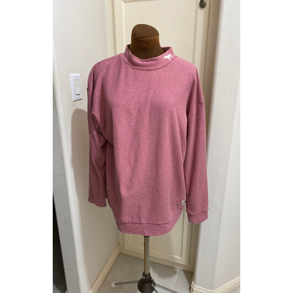 Victoria's Secret Pink Cotton Poly Mock Neck Top Shirt Begonia L
